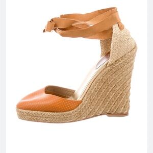 Christian Louboutin Orange Espadrille Wedges
